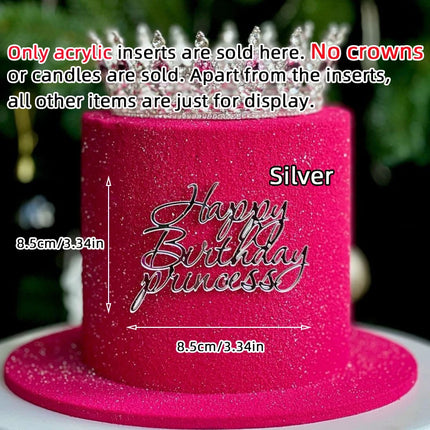 Princess Queen Theme Acrylic Cake Topper for Girls Sweet 16 Mitzvah Baby Shower Birthday Cake Decor Party Celebration Supplies