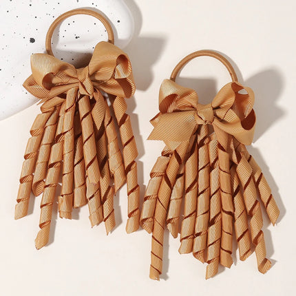 2pcs Girls' Bow Tassel Headband  for Children Babies Girls Parties Dances Ponytails Fixed Hair Accessories Baby Hair Accessories