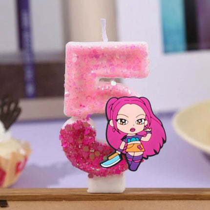 3 Style Cute Girl Group Hunter's Digital Candle Numbers 0-9 Kids Birthday Cake Decoration Cartoon Party Supplies Accessory