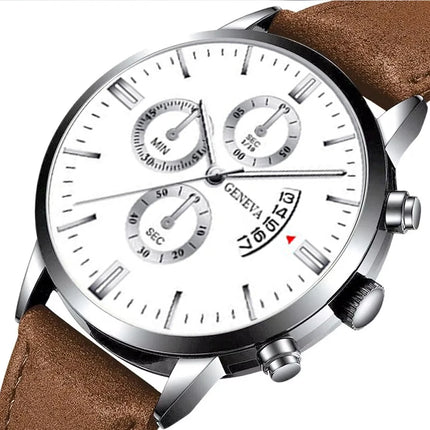 Luxury Fashion Mens Military Sports Watches Male Brown Leather Quartz Wrist Watch Men Business Casual Watch Relogio Masculino