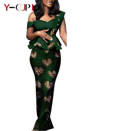 Dashiki African Print Dresses for Women Matching Couple Clothes Wedding Party Men Outfits Kaftan Shirt and Pant Sets Y23C040