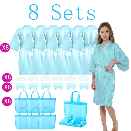 6/10/12Sets Spa Party Robes for Girls Kimono Girls Robe Gowns Kids Birthday Party Supplies Favors Sleepover Slumber Pajamas Part