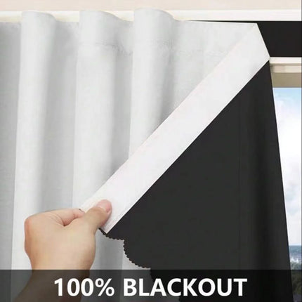 1pc 100% Blackout Self-Adhesive Hook-And-Loop Curtains, Sun-Shading & Heat-Insulating Curtains For Windows Without Drilling