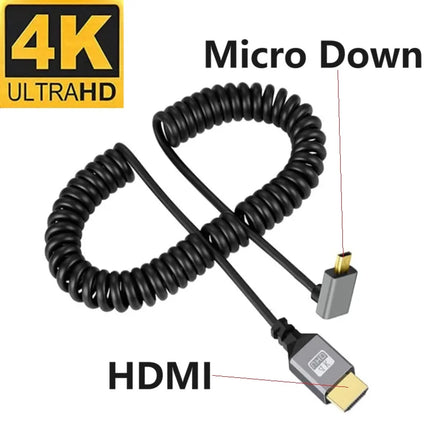 0.5-2.4M 4K60HZ HDMI Flexible Spiral Cable Mini Micro HDMI-Compatible TO HDMI Minihdmi Microhdmi Coiled Extension Cable