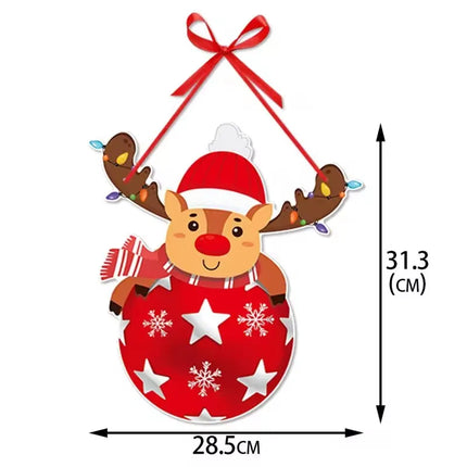 Merry Christmas Door Hanger, Santa Claus Snowman Xmas Tree Hanging Ornament, New Year Party Pendants for Home Christmas Decor