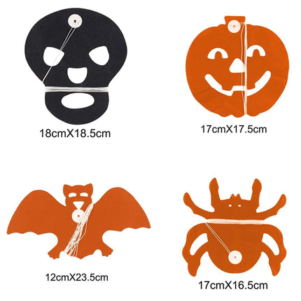 Halloween Paper Banner Spider Pumpkin Ghost Bat Paper Chain Halloween Decoration Garland Banner Paper Pull Flower Party Supplies