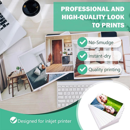 4R Glossy Photo Paper, 4 "X 6" Inkjet Photo Printer Paper, Picture Paper for Photos, Calendars, Brochures, Cards, Menus, 230gsm