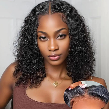 16 Inch Highlight Ombre Curly Bob Glueless Wig Human Hair Ready To Wear 250% Density 4x4 Deep Wave Lace Front Wigs Human Hair Colored Wig For Women