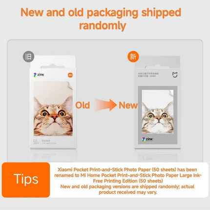 Original Xiaomi ZINK Pocket Printer Paper Self-adhesive Photo Print 50pcs Sheets Xiaomi 3-inch Mini Pocket Photo Printer