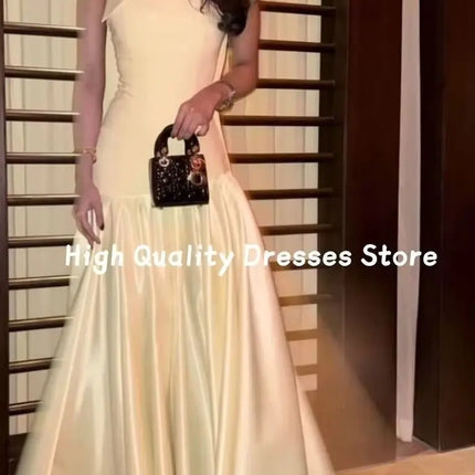 Prom Dresses Halter Neck Satin Mermaid Prom Gown Ruffle Hem Floor Length For Wedding Guest Gala Banquet Party Customized