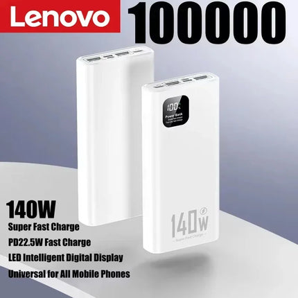 Lenovo 2027 Ultra High Capacity 500000mAh PowerBank 140W Super Fast Charging Portable Charger باور بانك اصلي For IPhone Samsung