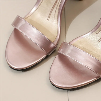 Women High Heels Sexy Sandals Open Toe Patent Leather Thick Heel Bridal Party Shoes Ladies Buckle Strap Gladiator Sandals Red