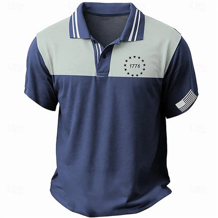 Colorful Line Pattern Men's Polo Shirt Fashion Trend Lapel Button 3D Color Block Printing Polo Shirt Casual Shirt