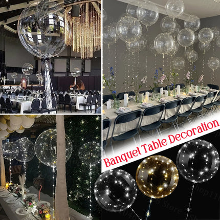 10-100Sets Led Balloons with Batteries Light Up Clear Glow Balloons for Wedding Birthday Prom Baby Shower Glow Stick Party Decor