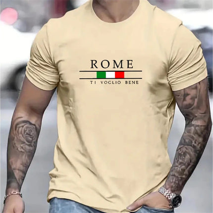 Simple Roman Letters T Shirts For Men Summer Fashion Short Sleeve 3D Italian Flag Printed T-shirts Loose Trend Streetwear Tees