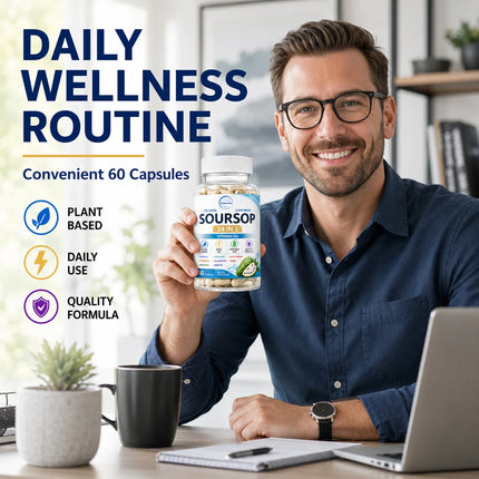 Soursop 24-in-1 Plant Nutrient Capsules, 60 Capsules – Portable Daily Dietary Supplement for Adults, Rich in Multiple Nutrients, Ideal for Home, Office and Travel Use, European & American Style Wellness Management Nutrition