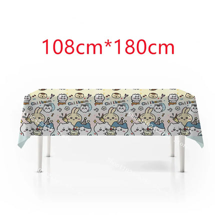 Chiikawa kawaii Happy Birthday Party Decorations Cute plate Banner Cake Topper Flag Balloons Disposable tableware Decorations