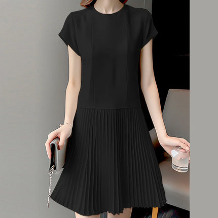 ZANZEA Women Pleated Long Dress Summer Elegant Short Sleeve Vestidos 2024 Solid A Line Midi Dresses Casual Round Neck Short Robe