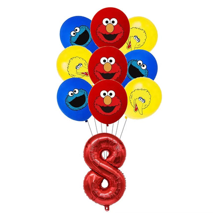 Cartoon Sesames  Street Birthday Party Decor Elmo and Friends Theme Tablecloth Plate Balloon Set Cake Decor Baby Shower