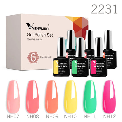 Venalisa Nail Gel Polish Kit HEMA TPO FREE Nude Pink Color Collection Self Leveling Full Coverage Nail Manicure Set 6Pcs Kit