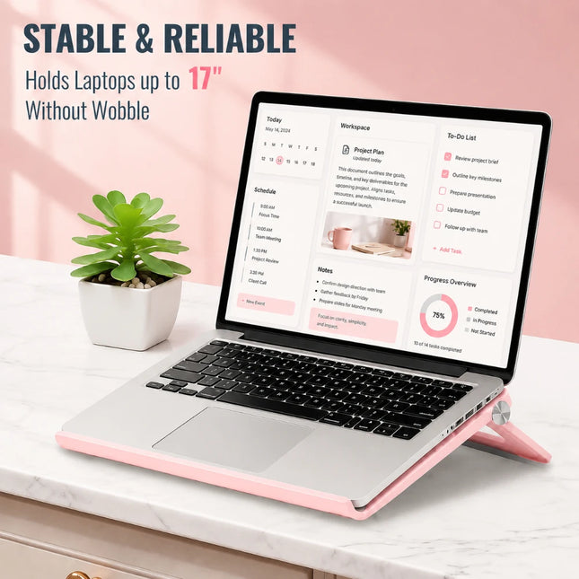 Laptop Stand for Desk - Height Adjustable Foldable Anti-Slip Laptop Riser for Relieve Cervical Spine Pressure Dorm Office Home