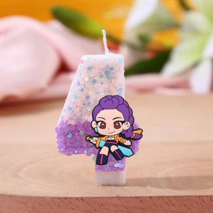 3 Style Cute Girl Group Hunter's Digital Candle Numbers 0-9 Kids Birthday Cake Decoration Cartoon Party Supplies Accessory
