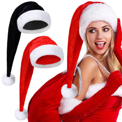 Unisex Extra-Long Velvet Santa Hat Soft Comfortable Thickened Style Christmas Holiday Accessory for Men And Women