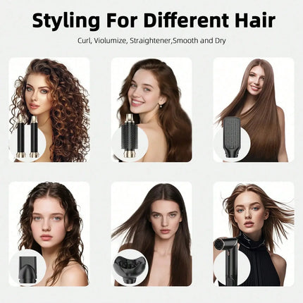 Six-In-One Hot Air Comb Foldable Curling Iron Hair Dryer Straight Roll Multi-Function Portable Hair Dryer