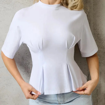 T-shirt for Women Comfortable Round Neck Solid Color T Cross-border European and American Best-selling Design