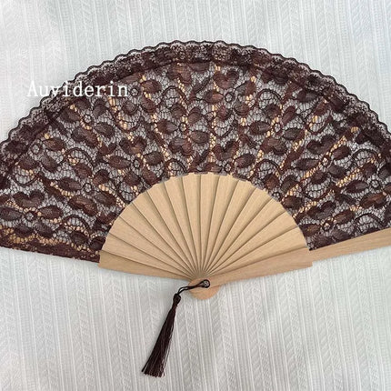 10/30pcs Exquisite Lace Wooden Folding Hand Fans Personalize Engrave Text Logo on Wood for Dancing & Wedding Party Home Decor