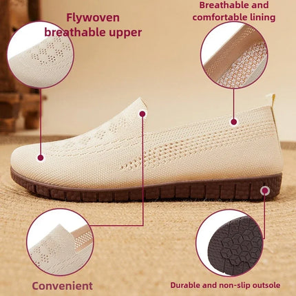 Basic 2025 Spring and Autumn Women's Mesh Perforated Flat Shoes Breathable Soft Soled Women's Work Shoes Ladies Shoes