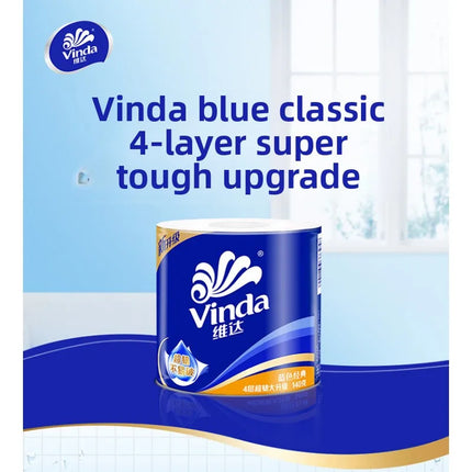 10-30 Rolls Of Vinda Paper, 4 Layers, 140g Per Roll, Blue Household Toilet Paper, Roll Paper, Stock Selection
