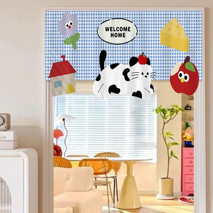 Door Curtain Printed Kitchen Triangle Flag Japanese Hanging Short Curtain Restaurant Curtains Partition Half-curtain Pennant Dec