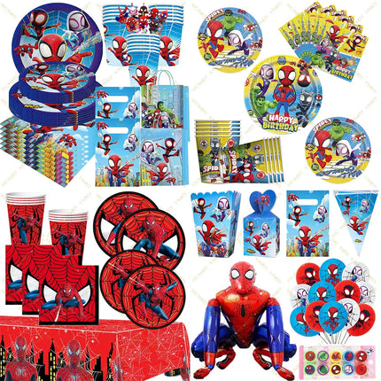 Spidey And His Amazing Friends Birthday Party Decoration Plates Tablecloth Cup Banner For Kids Birthday Balloon Party Favor Gift