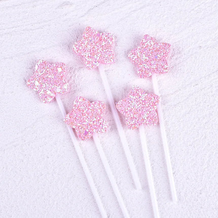 Heart Star Happy Birthday Cake Topper Colorful Star Wedding Kids Party Cake DIY Baking Cupcake Toppers Decoration Baby Shower