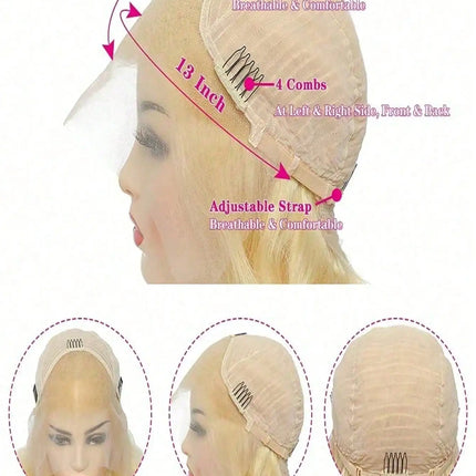 613 Blonde Short Wigs Lace Frontal Wigs Human Hair Full And Thick 13x4 HD Transparent Lace Front Wigs Human Hair Pre Plucked With Baby Hair 200 Density Kinky Curly Glueless Human Hair Wig For Women
