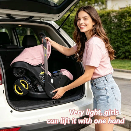 3‑in‑1 Lightweight Foldable Baby Stroller Travel System, Reversible Push Seat Convertible to Bassinet & Carrycot Pram, Portable Newborn Pushchair with Sun Canopy Multi‑Function Baby Carriage