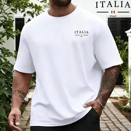 2026 New Arrival Men's Short-Sleeve Shirt Summer Letter Print Crew Neck Short-Sleeve Shirt Stylish Casual Loose-Fit Men's Top