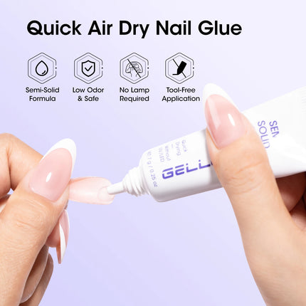 GELLEN Semi Solid Nail Glue and Remover Set Press on False Nail Acrylic Quick Dry No Lamp Needed Safe Gentle Non Acetone Formula
