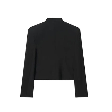 TFAFXY 2026 Spring Women Casual Jacket Thin Sleeve Patchwork Short Coat Female Holiday High Street Crop Top