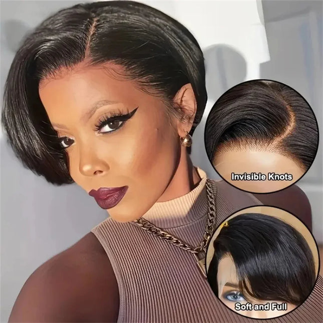 13X4  Short Pixie Cut Lace Front Wigs Human Hair Straight Lace Human Hair Wigs For Black Women Wear And Go Glueless Wigs 200%