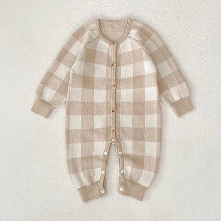 2025 New Autumn 0-24M Children Clothes Newborn Baby Girls Knitted Bodysuits Long Sleeves Lace Splice Korean Style Climbing Suit