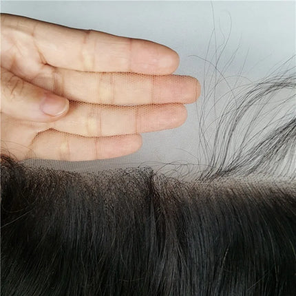 12A 13x6 Transparent Lace Closure Brazilian Virgin Remy Straight Hair 100% Virgin Natural Color Pre Plucked for Black Women