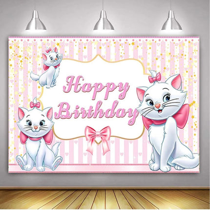The Aristocats Photography Backdrop For Birthday Party Supplies Marie Photo Backgrounds Pink Marie Cat Theme Baby Shower Banner