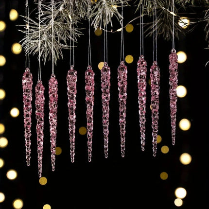 10Pcs Christmas tree icicle decoration, hanging acrylic crystal Christmas decoration 5.1 inches (about 13 centimeters) transparent plastic icicle used for Christmas trees and winter wonderland decoration products