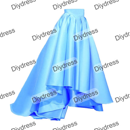 Women's High Low Elegant Prom Party Skirt A-Line Pleated Front Short Back Long Satin Skirt With Pockets For Evening Gown