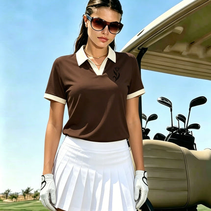Women's Sporty Cat Print Polo T-shirt polo shirt