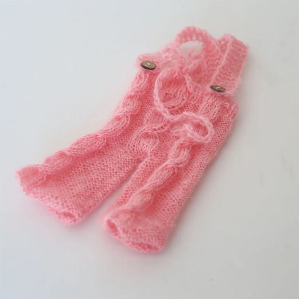 Newborn Knitted Angola Fuzzy Romper Baby Animal Outfit Photography Props Baby Cartoon Wolf Footed Overall Sets Photo Props