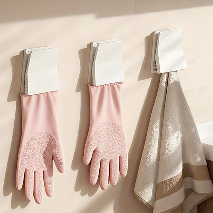 Kitchen Rubber Glove Holder Dishwashing Gloves Hook Rag Towel Clip Organizer Household Cleaning Hanger Rack Accessories