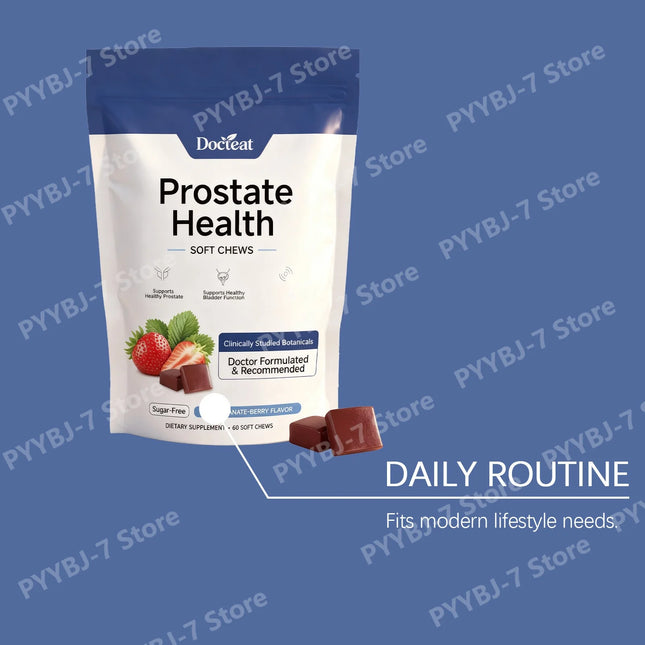 Men Prostate Wellness Soft Chews 60 Count Beta Sitosterol Zinc Selenium Vitamin C Reishi Nettle Sugar Free Pomegranate Berry